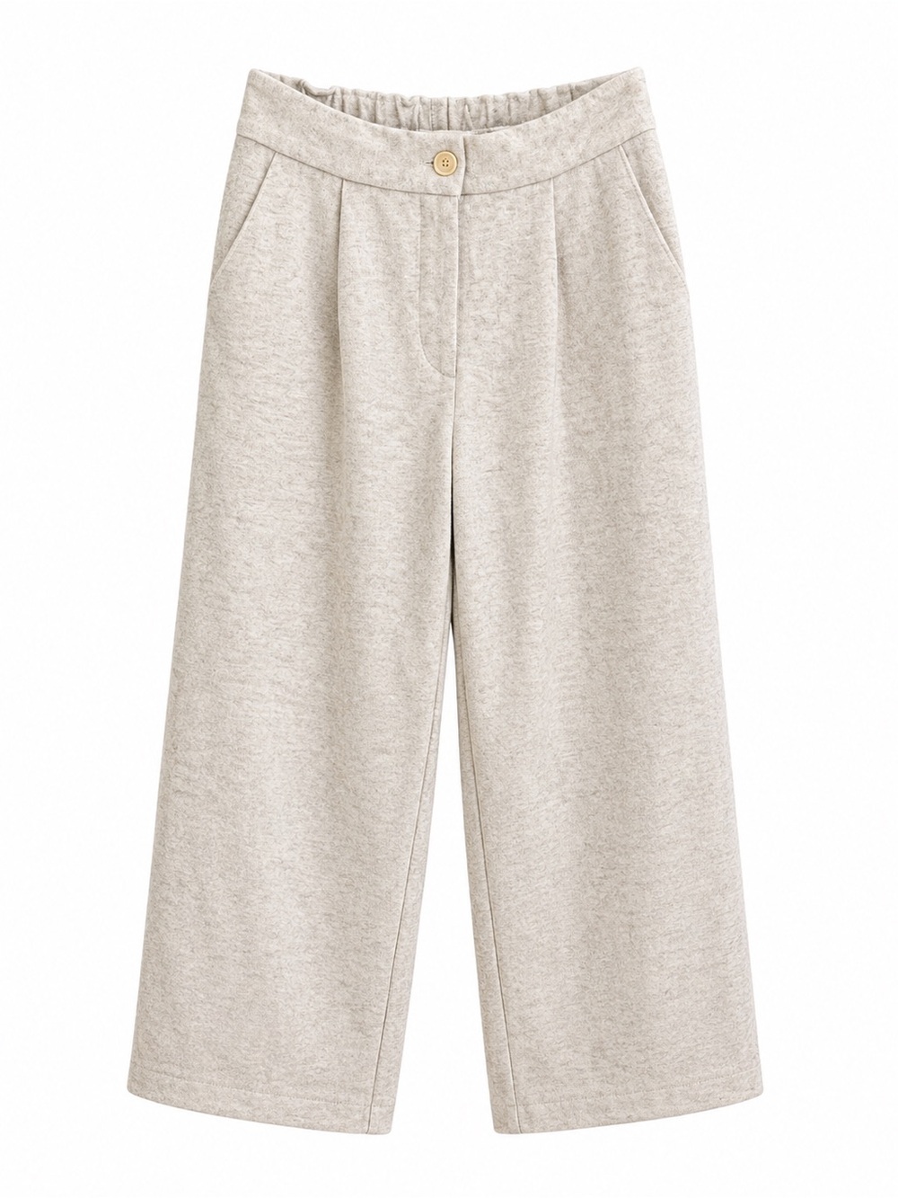 THE Korner Cropped Wool-Blend Pleated Trousers Oatmeal / Beige Size 40 (US 8)
